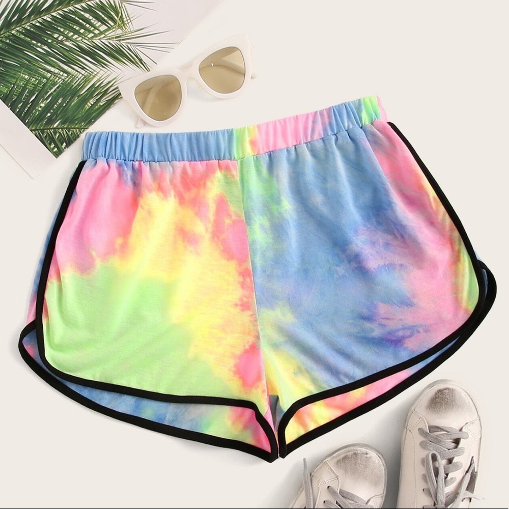 NWOT pastel tie dye cotton shorts 🌸 blue pink yellow summer shorts/bottoms PLT